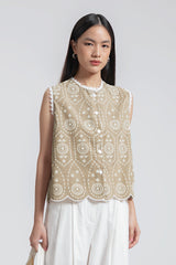 Beige Embroidered Yareli