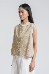 Beige Embroidered Yareli