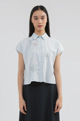 Blue Embroidered Burley