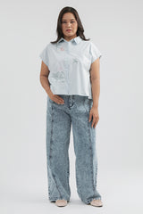 Blue Embroidered Burley