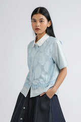 Blue Embroidered Rondo