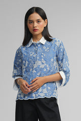 Blue Embroidered Zur