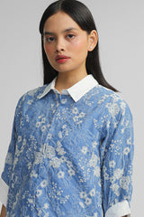 Blue Embroidered Zur