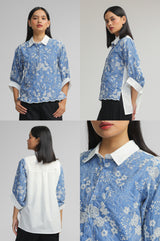 Blue Embroidered Zur