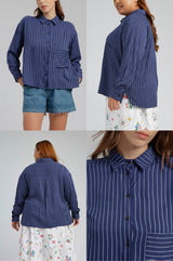 Navy Blue Striped Trucco - Defect Sale