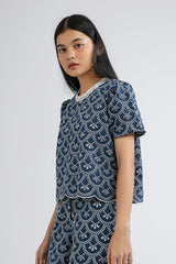 Indigo Scalloped Trani A - Defect Sale