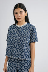 Indigo Scalloped Trani B - Defect Sale