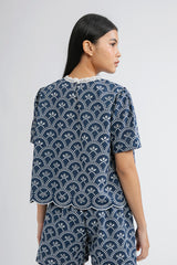 Indigo Scalloped Trani B - Defect Sale