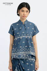 Kama Bordir Biru Laut