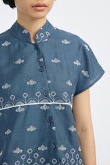 Kama Bordir Biru Laut