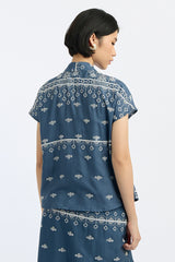 Kama Bordir Biru Laut