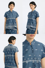 Kama Bordir Biru Laut