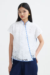 Kama Bordir Garis Biru