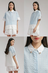 Light Blue Striped Bineta - Defect Sale