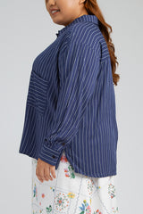 Navy Blue Striped Trucco - Defect Sale