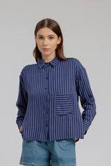 Navy Blue Striped Trucco - Defect Sale