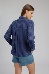 Navy Blue Striped Trucco - Defect Sale