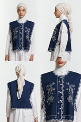 Navy Embroidery Sabya