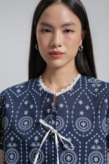 Navy Embroidered Dipa