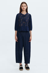 Navy Embroidered Karila