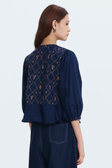 Navy Embroidered Karila