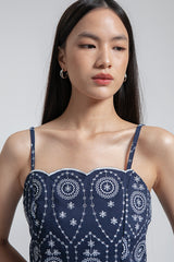 Navy Embroidered Tola