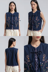 Navy Embroidery Pino