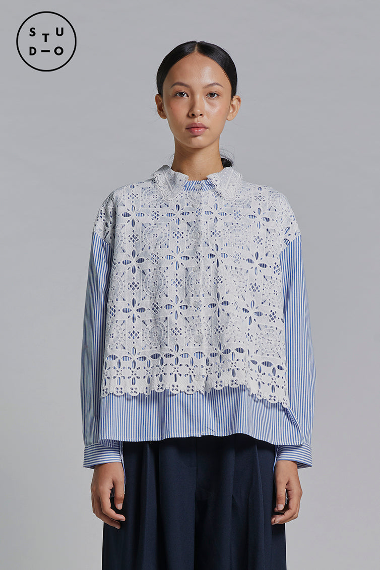 Navy Striped Azalya – COTTONINK