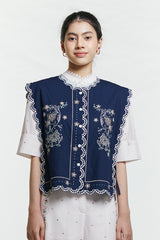 Navy Embroidery Sabya