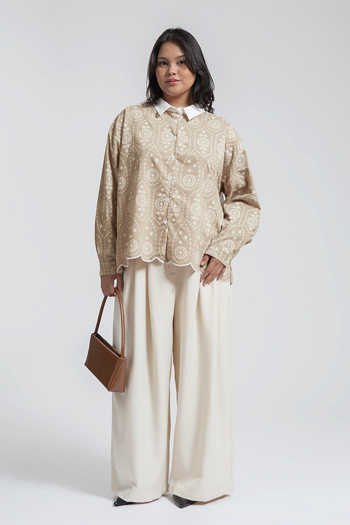 Beige Embroidered Pietra