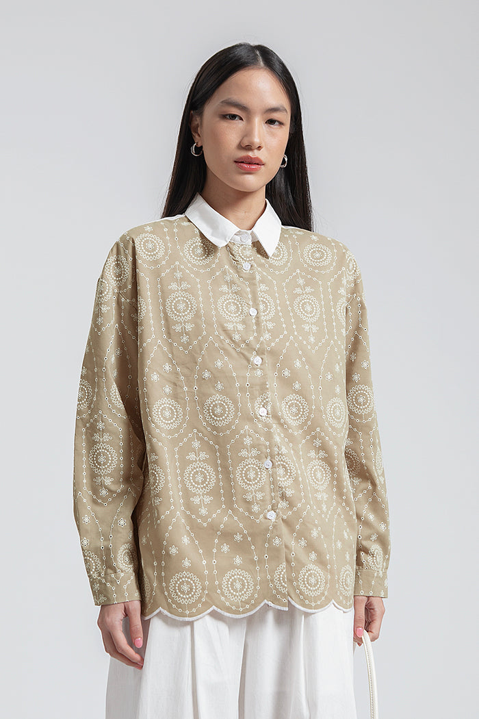 Beige Embroidered Pietra