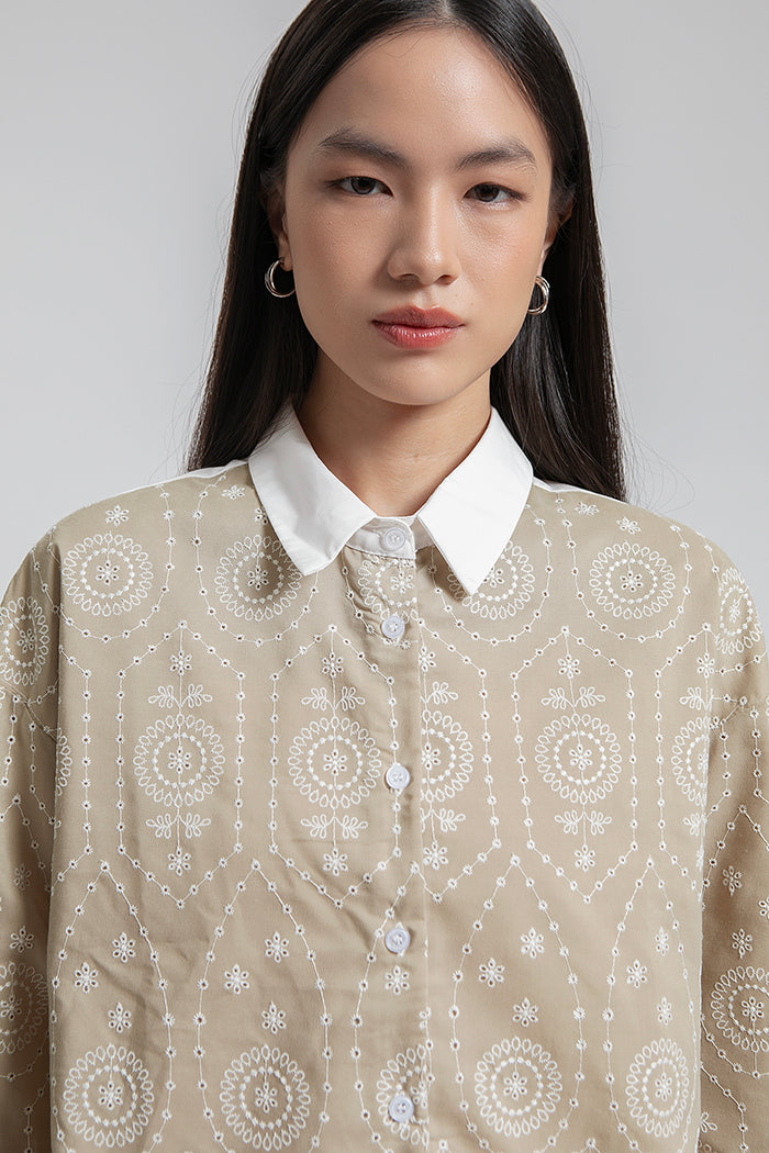 Beige Embroidered Pietra
