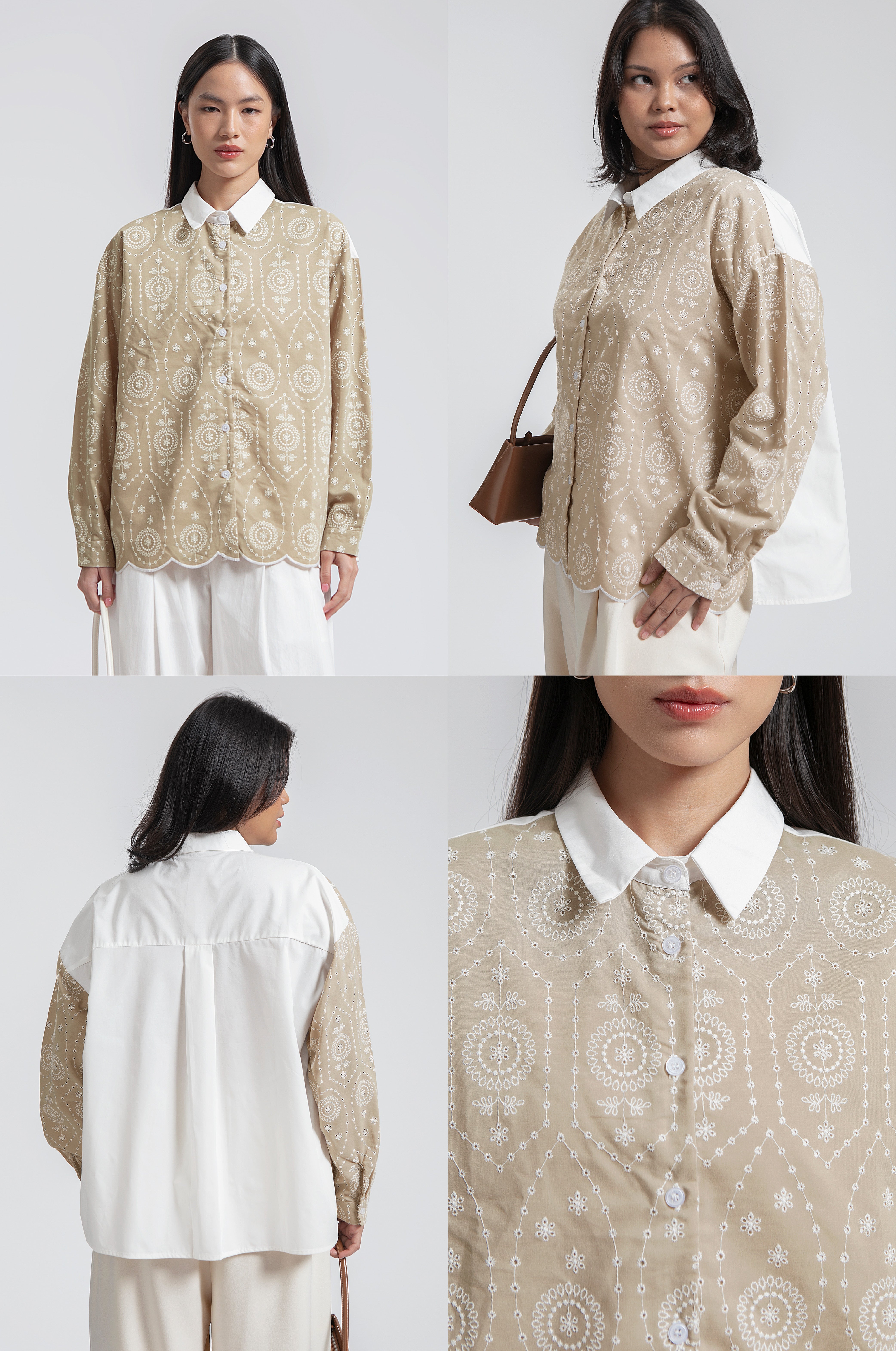 Beige Embroidered Pietra