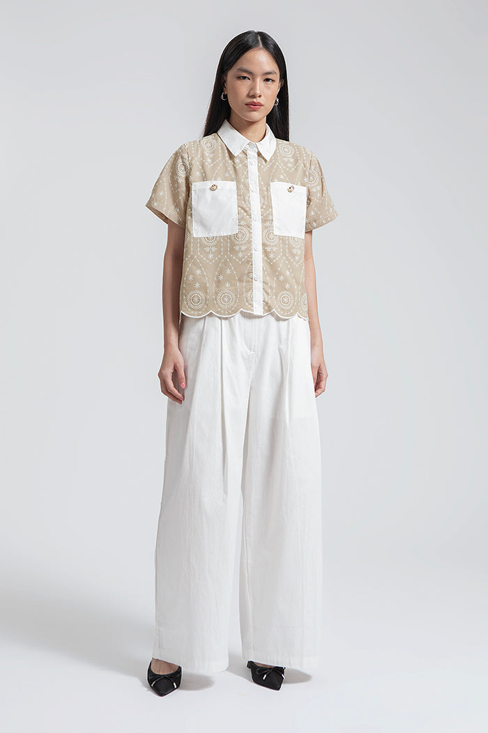 Beige Embroidered Seda