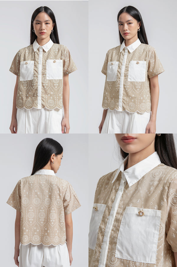Beige Embroidered Seda