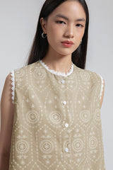 Beige Embroidered Yareli