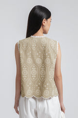 Beige Embroidered Yareli