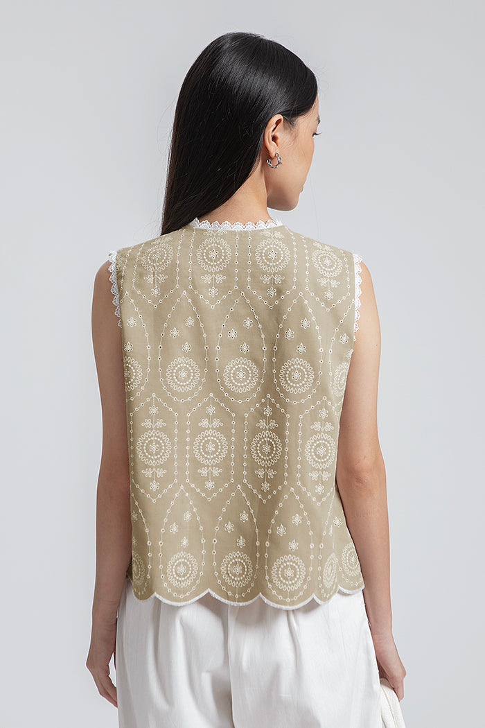 Beige Embroidered Yareli
