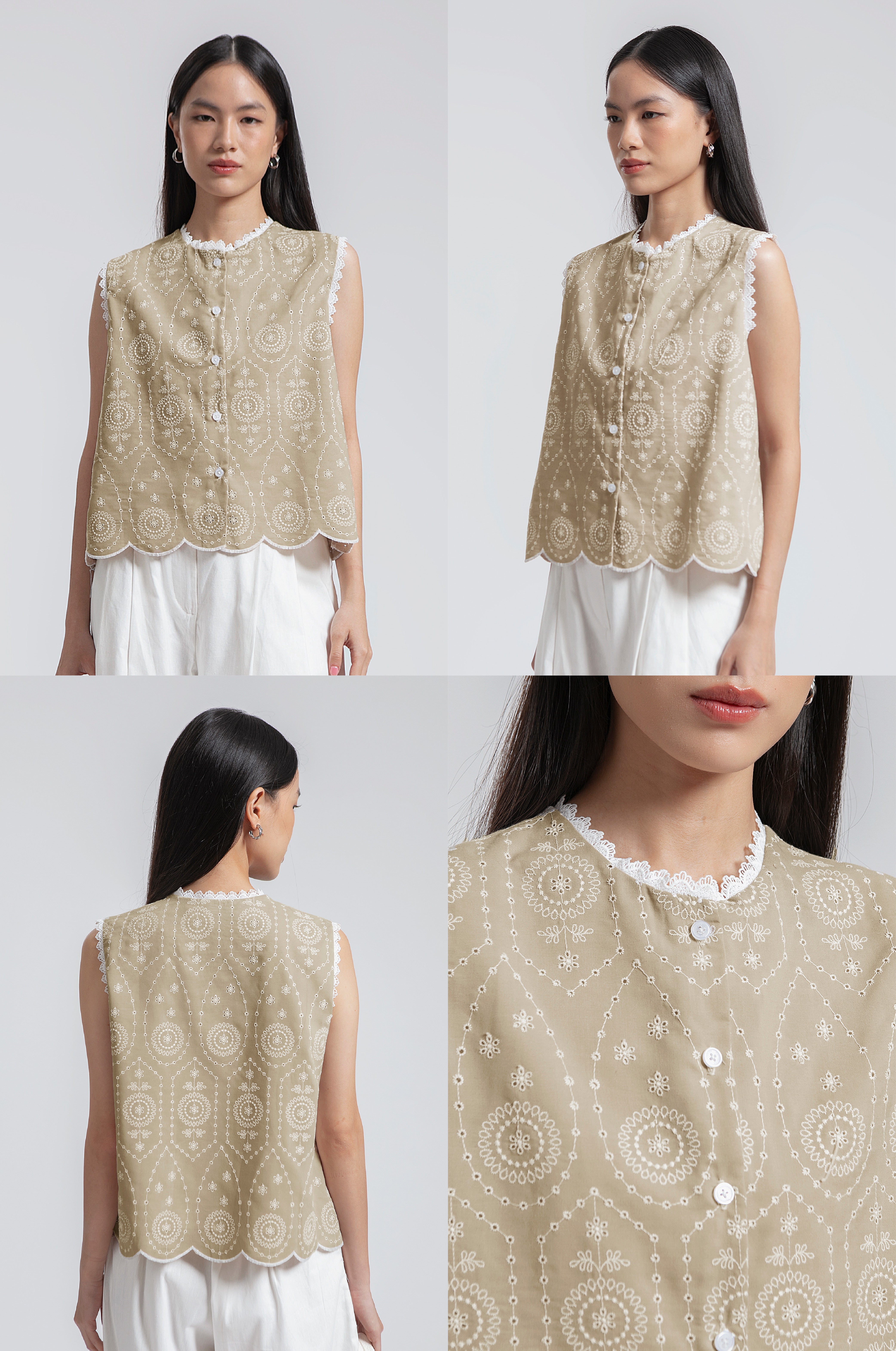 Beige Embroidered Yareli