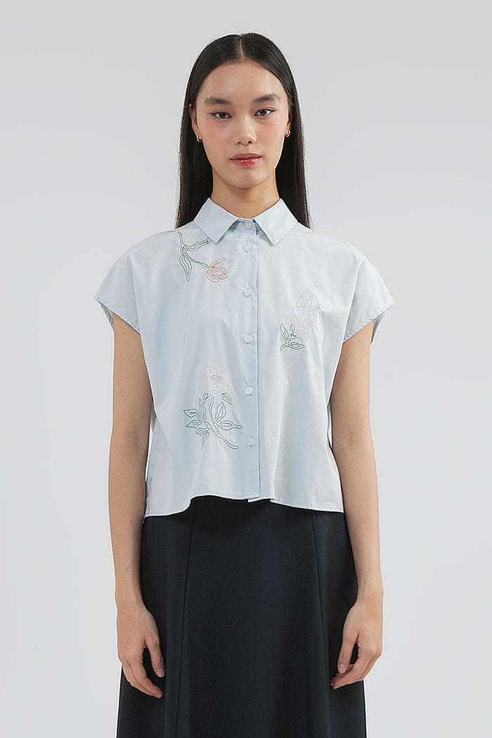 Blue Embroidered Burley