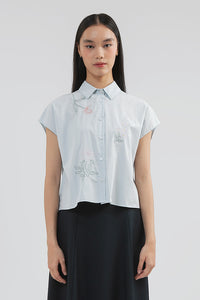Blue Embroidered Burley
