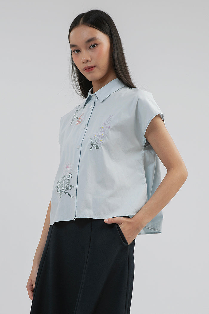 Blue Embroidered Burley