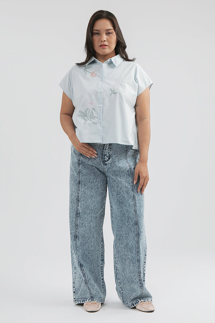 Blue Embroidered Burley