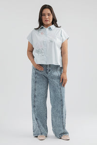 Blue Embroidered Burley