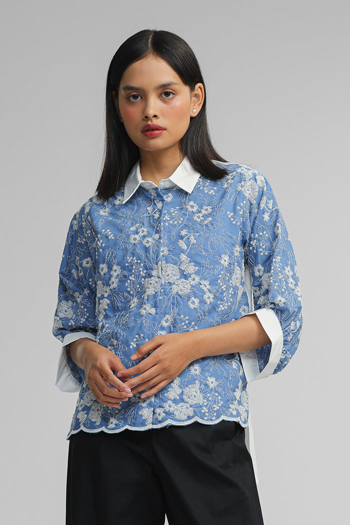 Blue Embroidered Zur