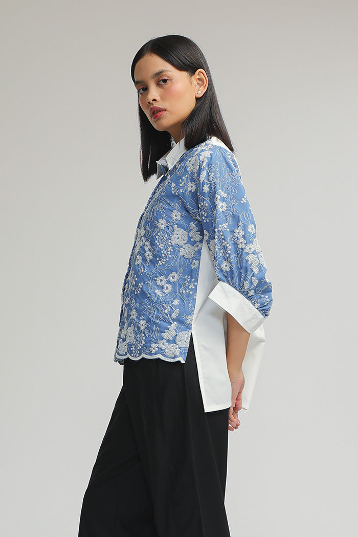Blue Embroidered Zur