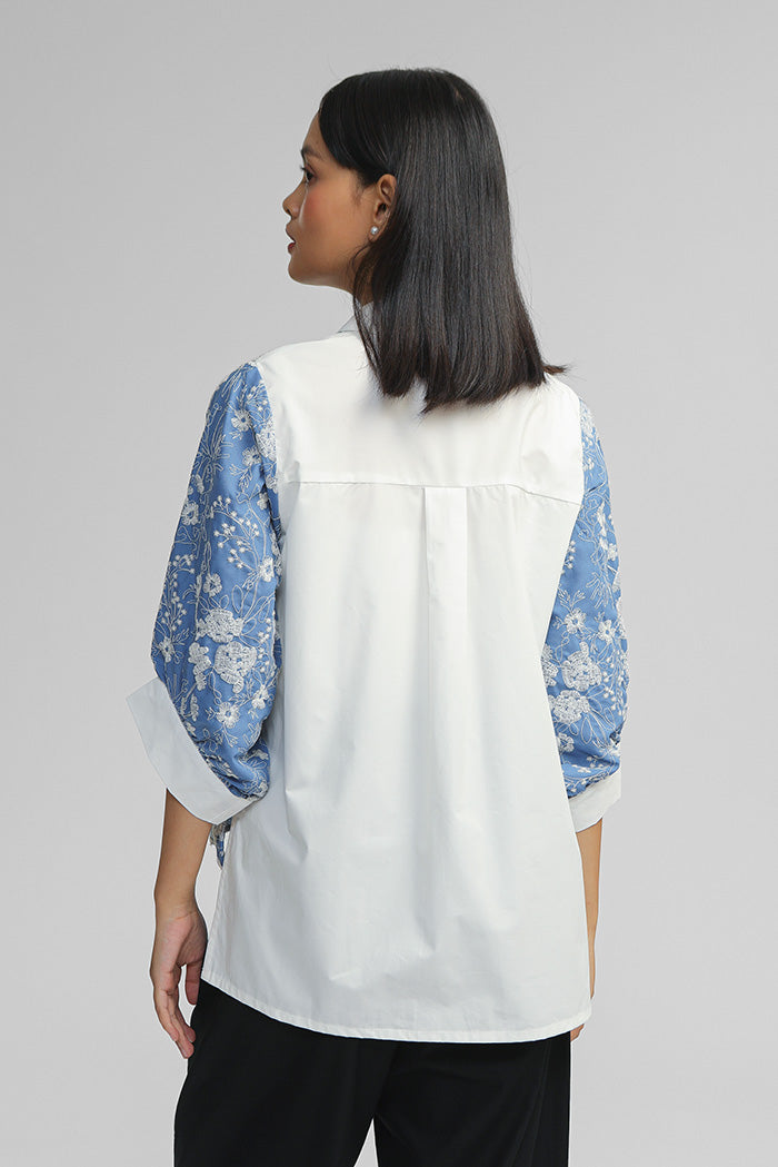 Blue Embroidered Zur
