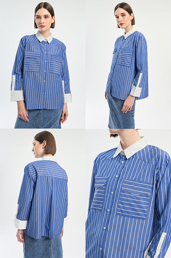 Defect Sale - Blue Striped Ethelyn