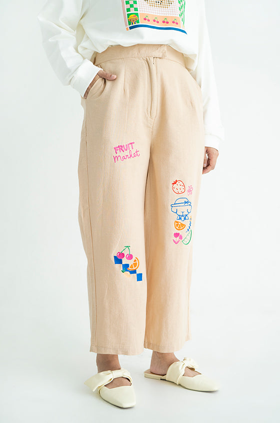 Syaline Hijab - Chio Pant Beige Embroidery
