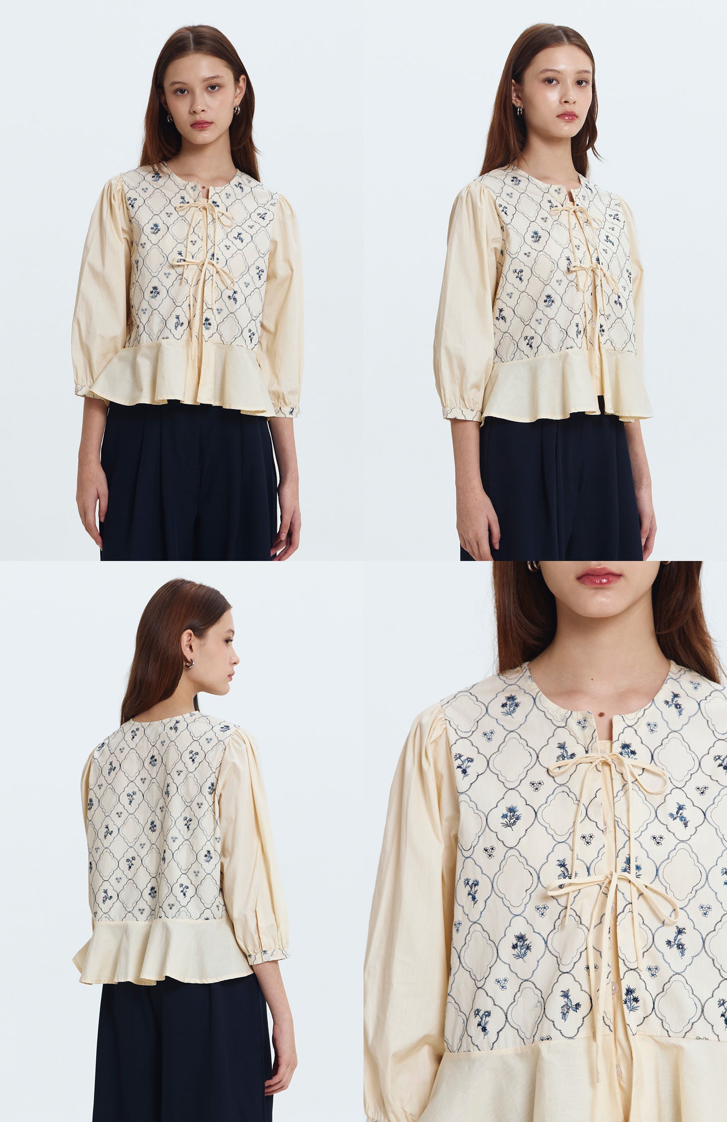 Cream Embroidered Karila